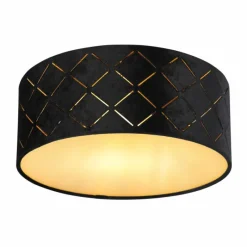 Lampes En Tissu-Luminaires Globo Lighting Plafonnier Globo SUNNA Noir, 1 lumière