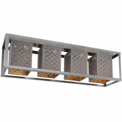 Lampes En Tissu-Luminaires Globo Lighting Plafonnier Globo THOMAS Argent Oxydé, 4 lumières