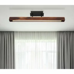 Lampes En Bois-Luminaires Globo Lighting Plafonnier Globo TIBEON LED Bois foncé, Noir, 1 lumière