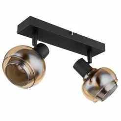 Suspension Verre Fumé-Luminaires Globo Lighting Plafonnier Globo TOKKI Noir, 2 lumières