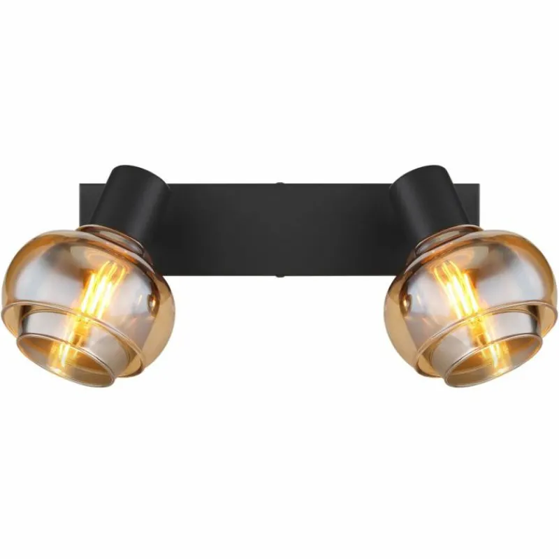 Suspension Verre Fumé-Luminaires Globo Lighting Plafonnier Globo TOKKI Noir, 2 lumières