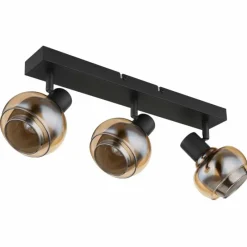 Suspension Verre Fumé-Luminaires Globo Lighting Plafonnier Globo TOKKI Noir, 3 lumières