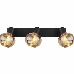 Suspension Verre Fumé-Luminaires Globo Lighting Plafonnier Globo TOKKI Noir, 3 lumières