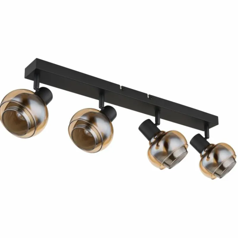 Suspension Verre Fumé-Luminaires Globo Lighting Plafonnier Globo TOKKI Noir, 4 lumières