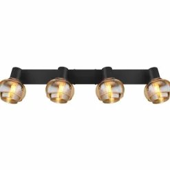 Suspension Verre Fumé-Luminaires Globo Lighting Plafonnier Globo TOKKI Noir, 4 lumières