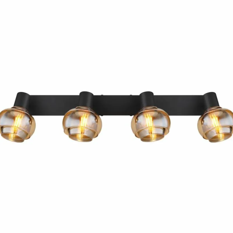 Suspension Verre Fumé-Luminaires Globo Lighting Plafonnier Globo TOKKI Noir, 4 lumières