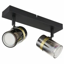 Suspension Verre Fumé-Luminaires Globo Lighting Plafonnier Globo TRABBY Noir, 2 lumières