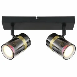 Suspension Verre Fumé-Luminaires Globo Lighting Plafonnier Globo TRABBY Noir, 2 lumières