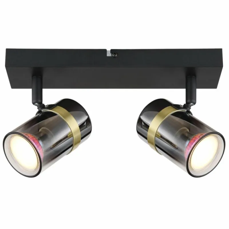 Suspension Verre Fumé-Luminaires Globo Lighting Plafonnier Globo TRABBY Noir, 2 lumières