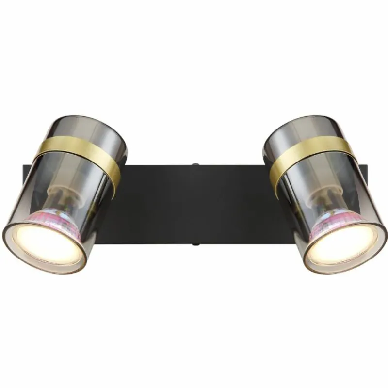 Suspension Verre Fumé-Luminaires Globo Lighting Plafonnier Globo TRABBY Noir, 2 lumières