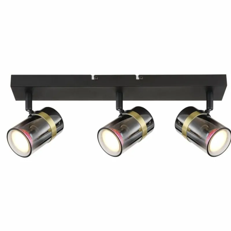 Suspension Verre Fumé-Luminaires Globo Lighting Plafonnier Globo TRABBY Noir, 3 lumières