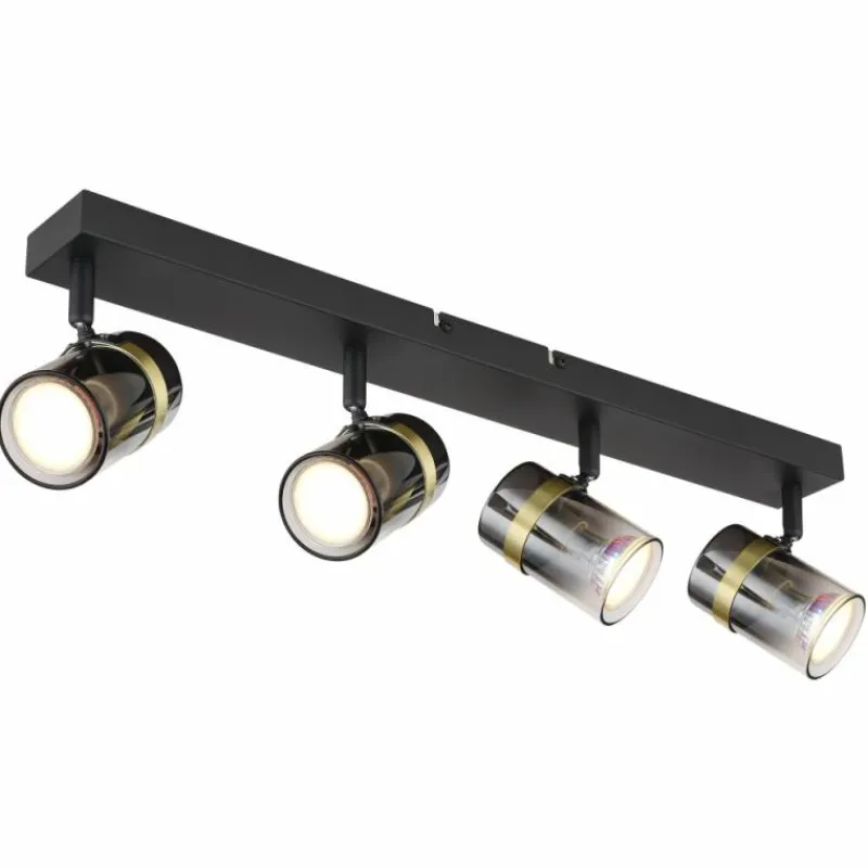 Suspension Verre Fumé-Luminaires Globo Lighting Plafonnier Globo TRABBY Noir, 4 lumières