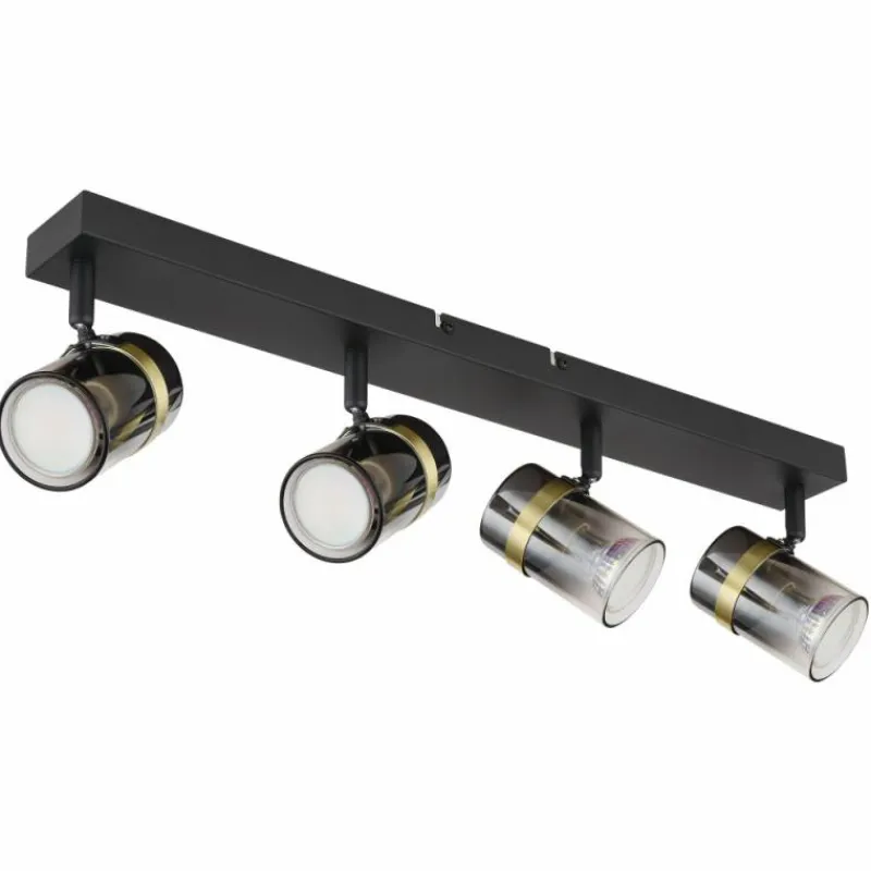 Suspension Verre Fumé-Luminaires Globo Lighting Plafonnier Globo TRABBY Noir, 4 lumières