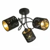 Lampes En Tissu-Luminaires Globo Lighting Plafonnier Globo TUXON Noir, 3 lumières