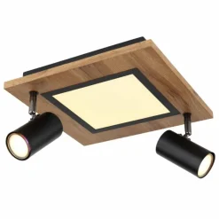 Lampes En Bois-Luminaires Globo Lighting Plafonnier Globo ULLA Couleur bois, Noir, 3 lumières