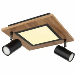 Lampes En Bois-Luminaires Globo Lighting Plafonnier Globo ULLA Couleur bois, Noir, 3 lumières