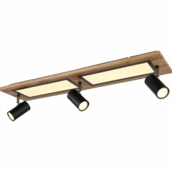 Lampes En Bois-Luminaires Globo Lighting Plafonnier Globo ULLA Couleur bois, Noir, 4 lumières