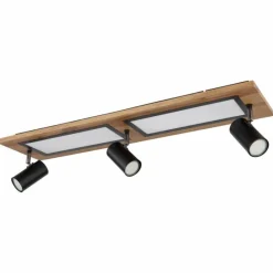 Lampes En Bois-Luminaires Globo Lighting Plafonnier Globo ULLA Couleur bois, Noir, 4 lumières