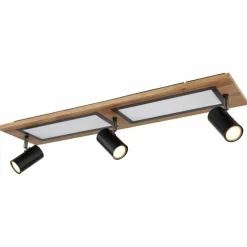 Lampes En Bois-Luminaires Globo Lighting Plafonnier Globo ULLA Couleur bois, Noir, 4 lumières