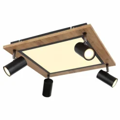 Lampes En Bois-Luminaires Globo Lighting Plafonnier Globo ULLA Couleur bois, Noir, 5 lumières