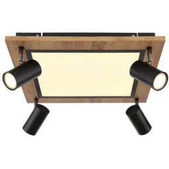 Lampes En Bois-Luminaires Globo Lighting Plafonnier Globo ULLA Couleur bois, Noir, 5 lumières