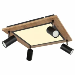 Lampes En Bois-Luminaires Globo Lighting Plafonnier Globo ULLA Couleur bois, Noir, 5 lumières