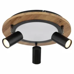 Lampes En Bois-Luminaires Globo Lighting Plafonnier Globo ULLA Couleur bois, Noir, 4 lumières