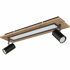 Lampes En Bois-Luminaires Globo Lighting Plafonnier Globo ULLA LED Couleur bois, Noir, 1 lumière