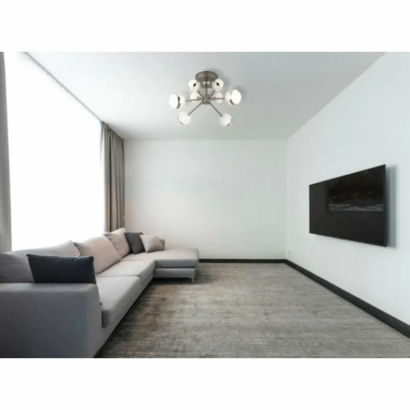 Luminaires Globo Lighting Plafonnier Globo UNTSY LED Chrome, Titane, 1 lumière, Télécommandes* Éclairage Led