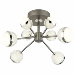 Luminaires Globo Lighting Plafonnier Globo UNTSY LED Chrome, Titane, 1 lumière, Télécommandes* Éclairage Led