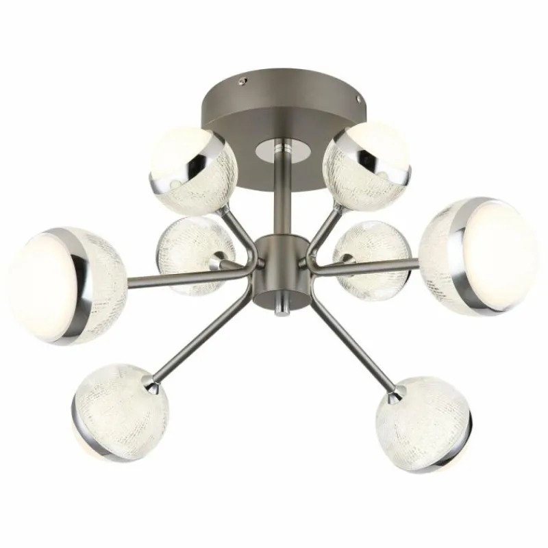Luminaires Globo Lighting Plafonnier Globo UNTSY LED Chrome, Titane, 1 lumière, Télécommandes* Éclairage Led