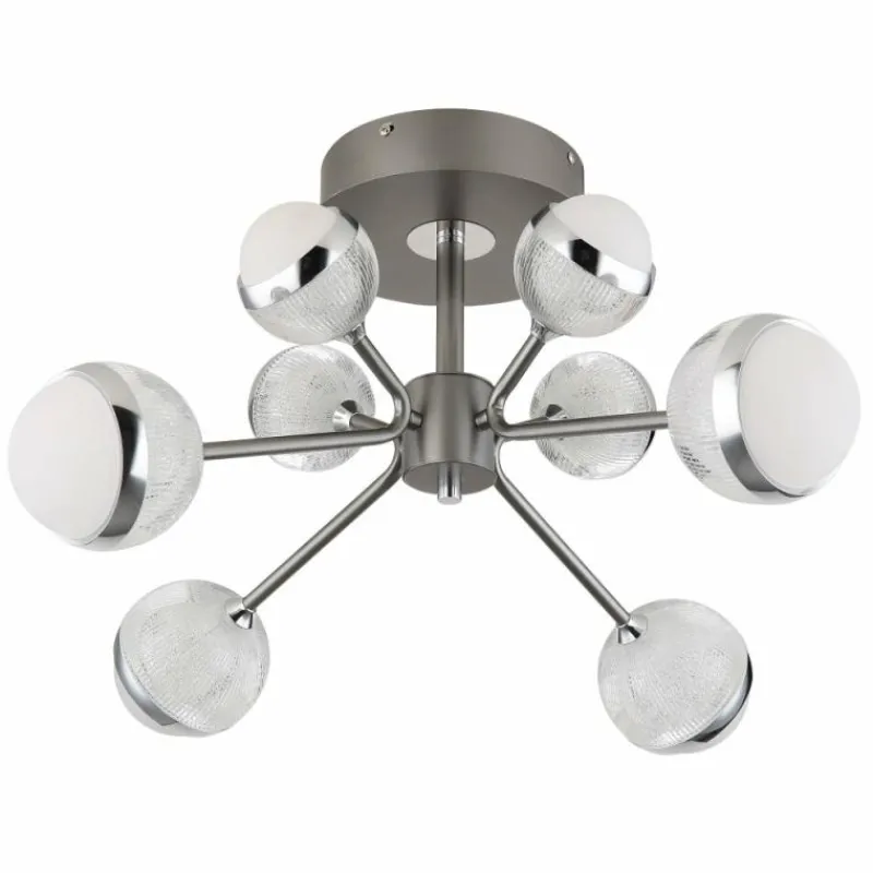 Luminaires Globo Lighting Plafonnier Globo UNTSY LED Chrome, Titane, 1 lumière, Télécommandes* Éclairage Led
