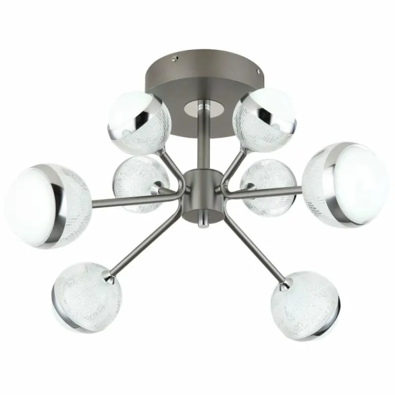 Luminaires Globo Lighting Plafonnier Globo UNTSY LED Chrome, Titane, 1 lumière, Télécommandes* Éclairage Led