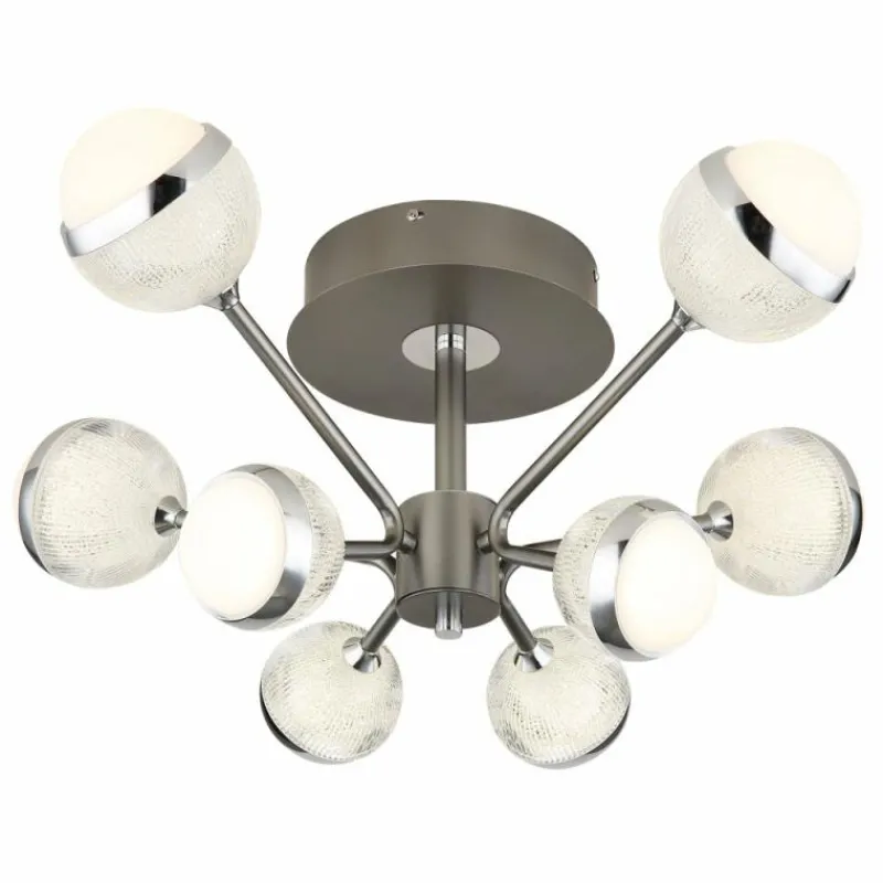 Luminaires Globo Lighting Plafonnier Globo UNTSY LED Chrome, Titane, 1 lumière, Télécommandes* Éclairage Led