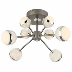 Luminaires Globo Lighting Plafonnier Globo UNTSY LED Chrome, Titane, 1 lumière, Télécommandes* Éclairage Led