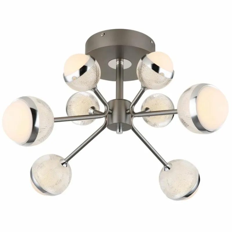 Luminaires Globo Lighting Plafonnier Globo UNTSY LED Chrome, Titane, 1 lumière, Télécommandes* Éclairage Led