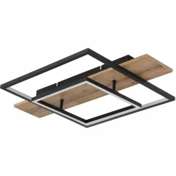 Lampes En Bois-Luminaires Globo Lighting Plafonnier Globo VANNI LED Couleur bois, Noir, 1 lumière