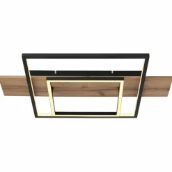 Lampes En Bois-Luminaires Globo Lighting Plafonnier Globo VANNI LED Couleur bois, Noir, 1 lumière