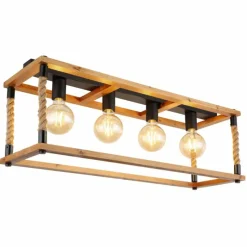 Style Boho-Chic-Luminaires Globo Lighting Plafonnier Globo VERNON Brun, Écru, Noir, 4 lumières