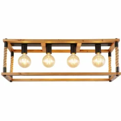 Style Boho-Chic-Luminaires Globo Lighting Plafonnier Globo VERNON Brun, Écru, Noir, 4 lumières