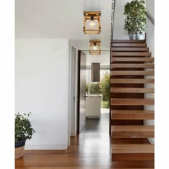 Style Boho-Chic-Luminaires Globo Lighting Plafonnier Globo VERNON Brun, Écru, Noir, 1 lumière