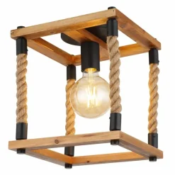 Style Boho-Chic-Luminaires Globo Lighting Plafonnier Globo VERNON Brun, Écru, Noir, 1 lumière