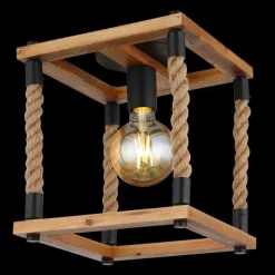 Style Boho-Chic-Luminaires Globo Lighting Plafonnier Globo VERNON Brun, Écru, Noir, 1 lumière