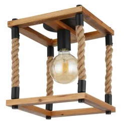 Style Boho-Chic-Luminaires Globo Lighting Plafonnier Globo VERNON Brun, Écru, Noir, 1 lumière