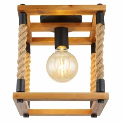 Style Boho-Chic-Luminaires Globo Lighting Plafonnier Globo VERNON Brun, Écru, Noir, 1 lumière