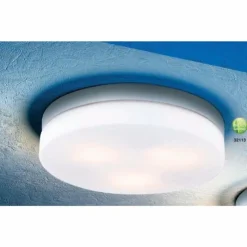 Luminaires Globo Lighting Plafonnier Globo VRANOS Acier inoxydable, Argenté, Blanc, 3 lumières