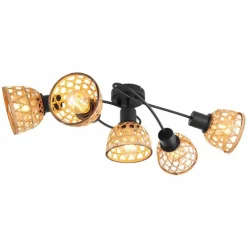 Style Boho-Chic-Luminaires Globo Lighting Plafonnier Globo WENNA Noir, 5 lumières