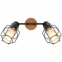 Lampes Vintages & Rétros-Luminaires Globo Lighting Plafonnier Globo WILLA Bois foncé, Noir, 2 lumières