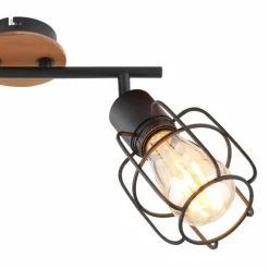 Lampes Vintages & Rétros-Luminaires Globo Lighting Plafonnier Globo WILLA Bois foncé, Noir, 2 lumières