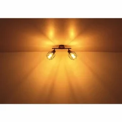 Lampes Vintages & Rétros-Luminaires Globo Lighting Plafonnier Globo WILLA Bois foncé, Noir, 2 lumières